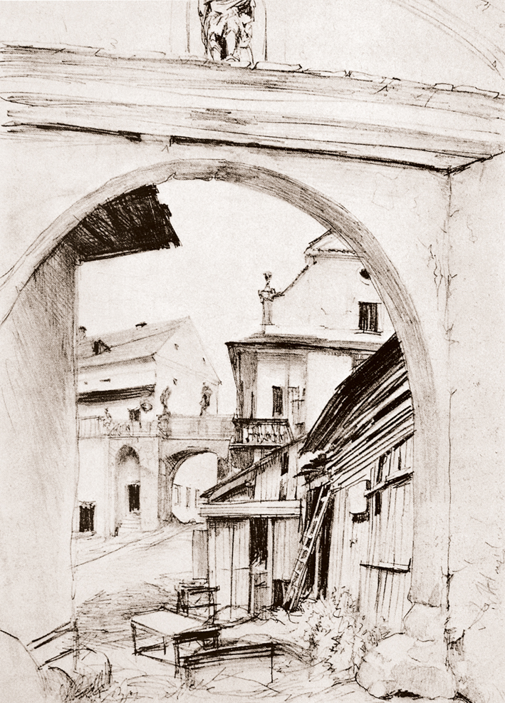  Adolpyh Von Menzel —— 拱门外的建筑